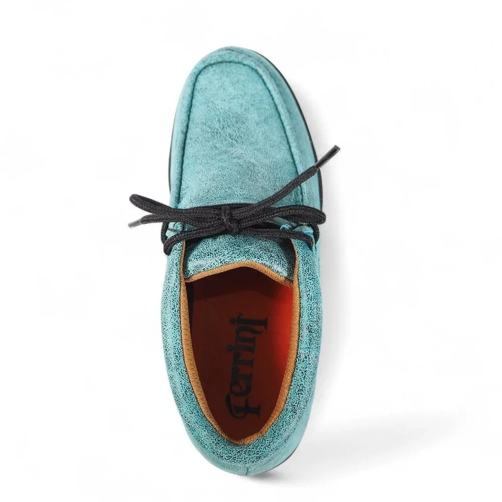 Ferrini Rouge Moc Toe Mid Leather Chukka Boots Women's 8.5B Turquoise‎ 63722-50